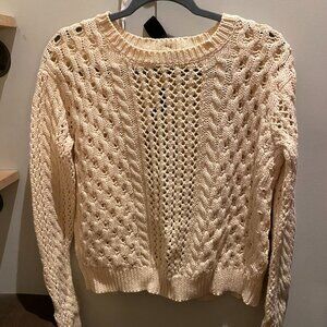 Topshop open back cable knit bow sweater S